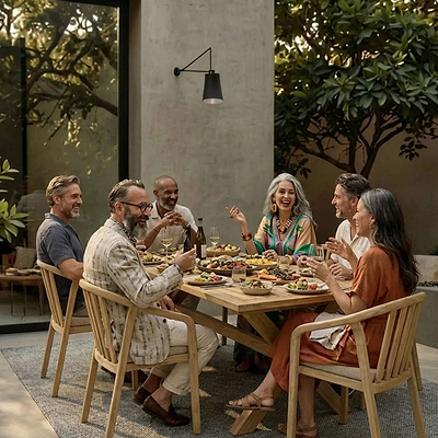 Lidia 8 Seater Dining Table Set with Riven Chairs
