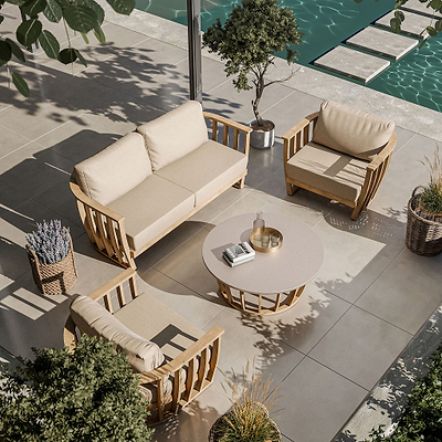 Lucca 5 Seater Acacia Lounging Set with Coffee Table
