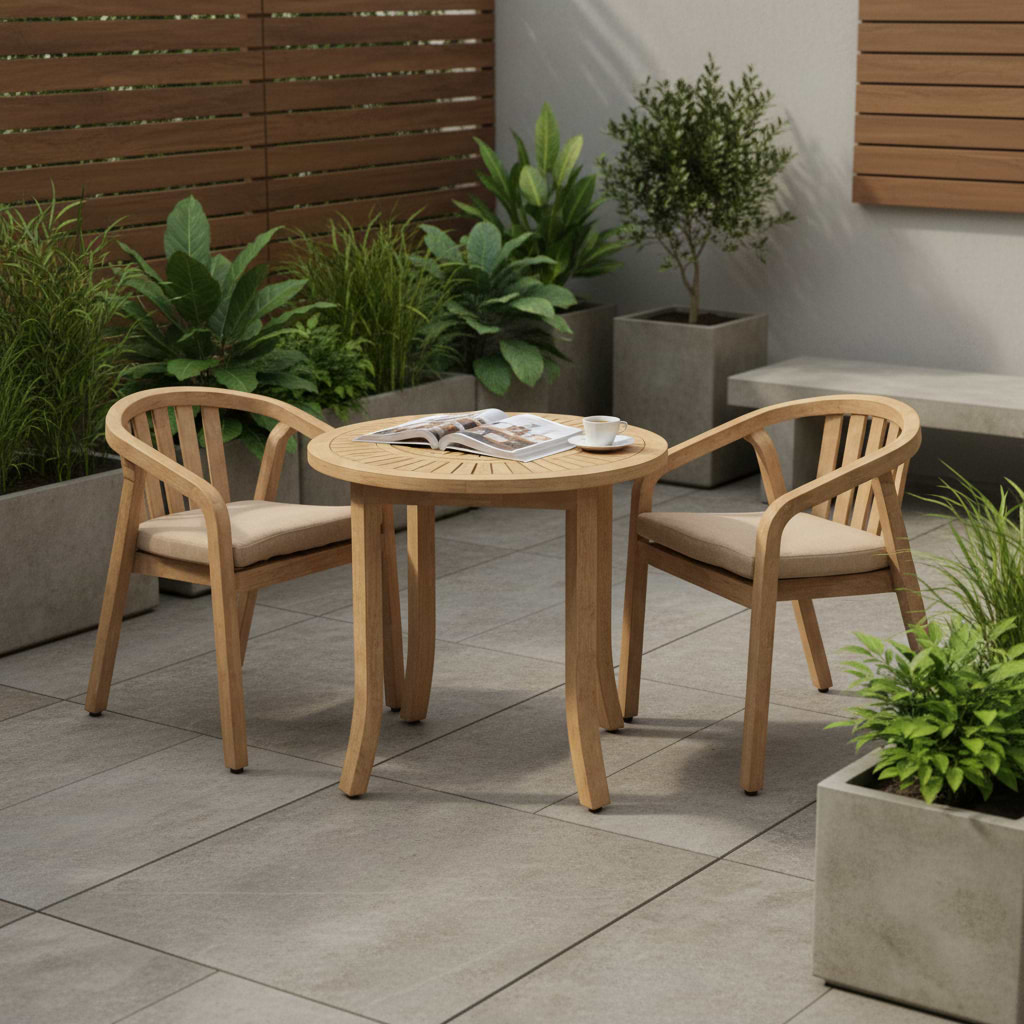 Maris 2 Seater Round Bistro Set with Riven Chairs