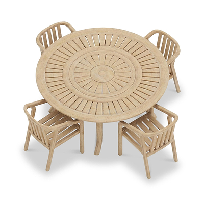 Maris 4 Seater Round Dining Table Set with Riven Chairs
