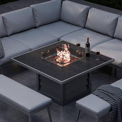 Mayfair 120cm Corner Fire Pit Table Garden Lounge Set