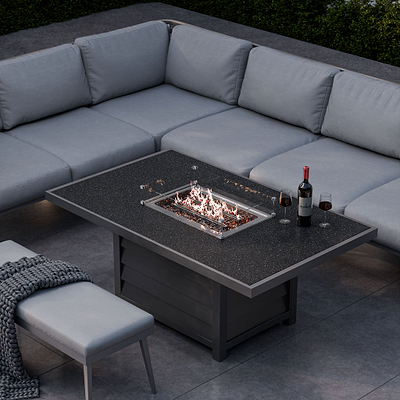 Mayfair 150cm Corner Fire Pit Table Garden Lounge Set