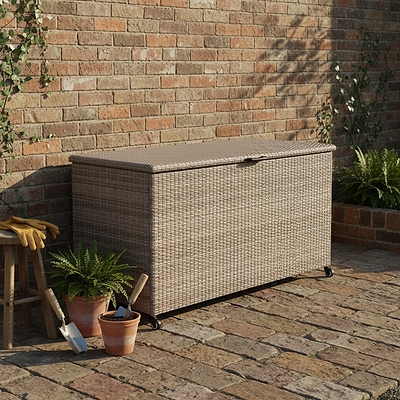 Natural Weave 510L Cushion Storage Box with Gas Lift
