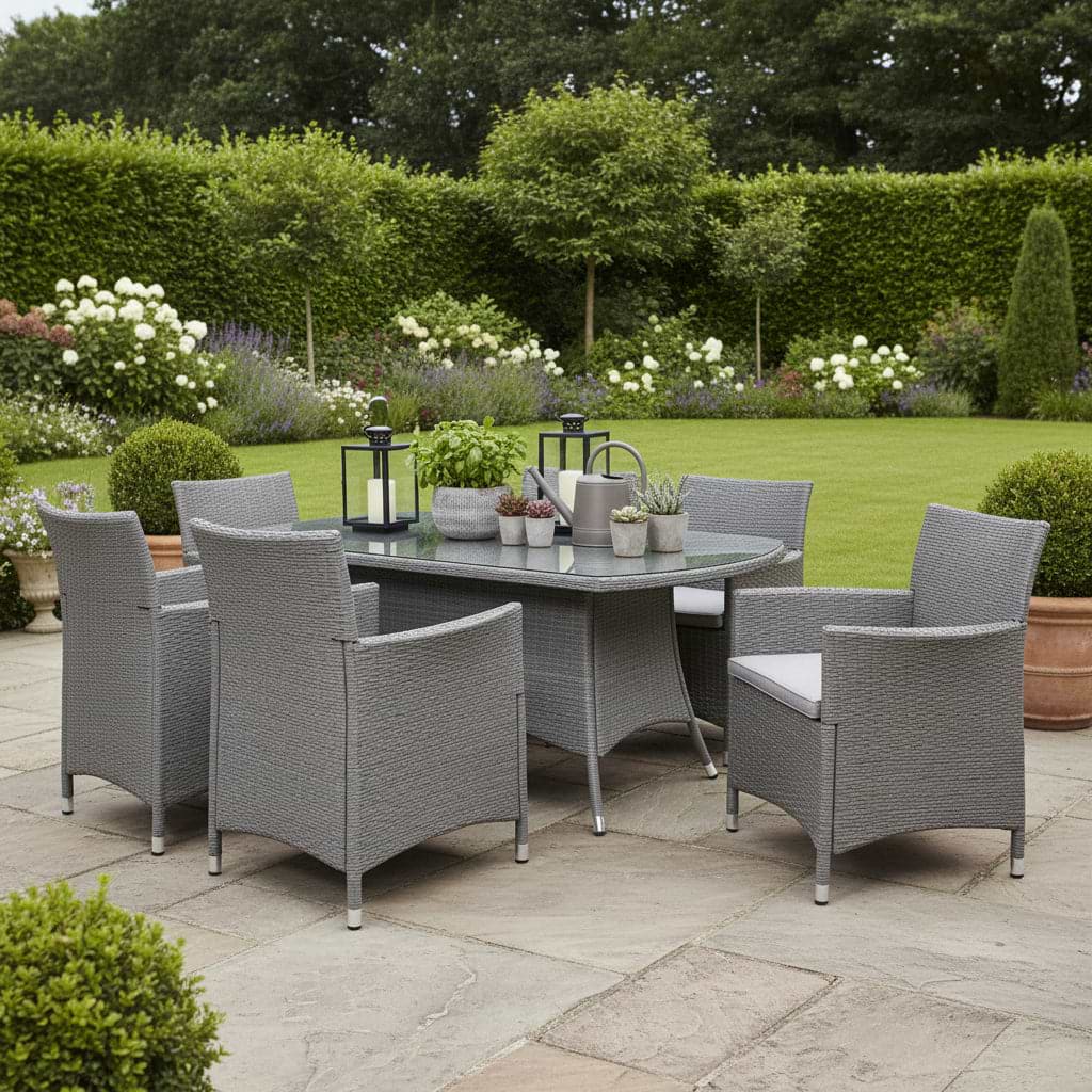 Vada 150cm 6 Seat Rattan Rectangular Dining Set