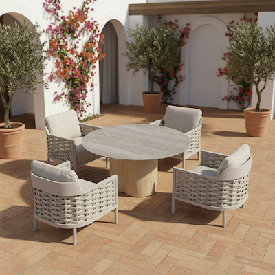 Olma 4 Seater Dining Table Set & Chairs