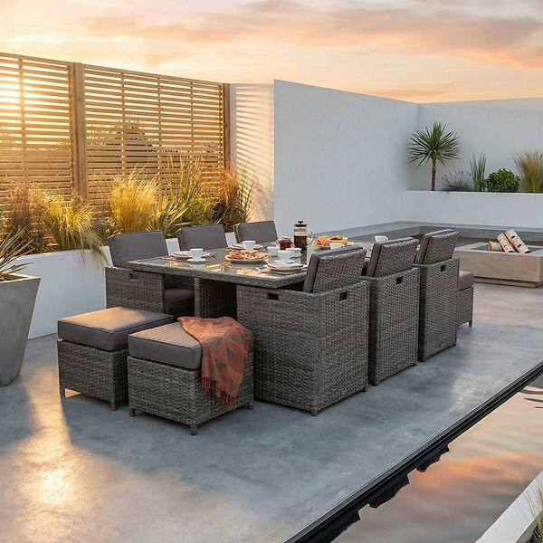 Paris 10 Seat Lux Rattan Cube Set