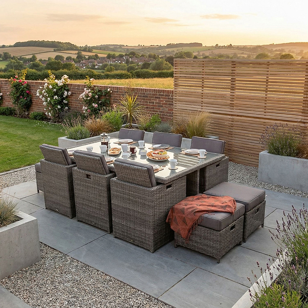 Paris 10 Seat Lux Rattan Cube Set