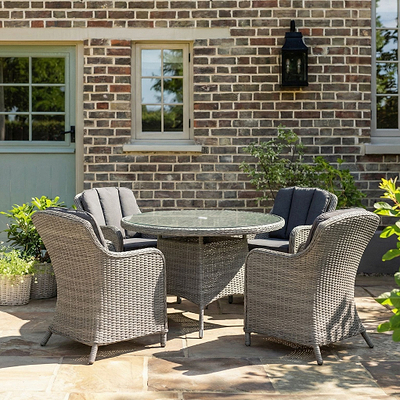 Paris 4 Seat 110cm Lux Rattan Dining Set