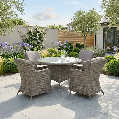 Paris 4 Seat 110cm Lux Rattan Dining Set