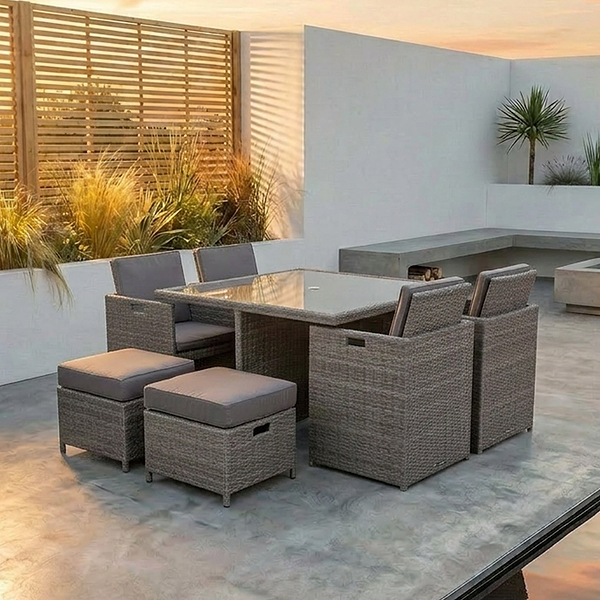 Paris 8 Seat Lux Rattan Cube Set