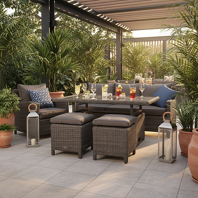 Paris Rattan Seven Seater Deluxe Sofa Dining Set