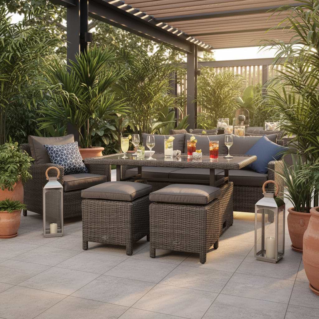 Paris Rattan Seven Seater Deluxe Sofa Dining Set