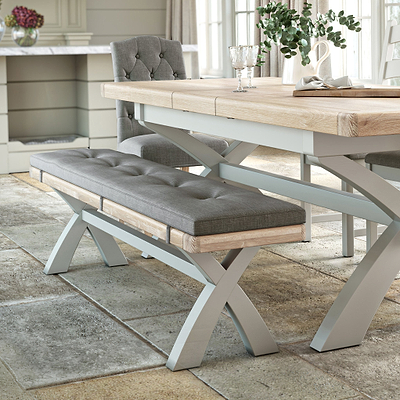 Penzance Stone Grey Cross Leg Bench