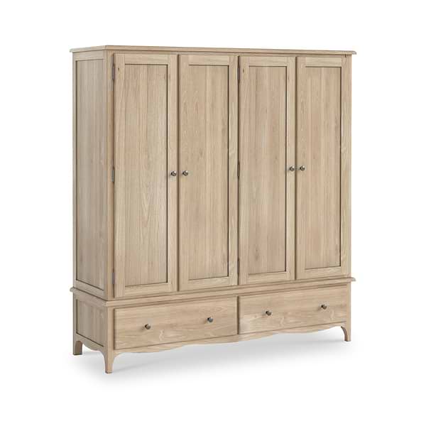 Celine Washed Oak 4 Door Wardrobe