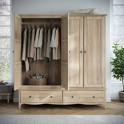 Celine Washed Oak 4 Door Wardrobe