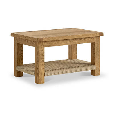 Zelah Oak Coffee Table With Woven Shelf