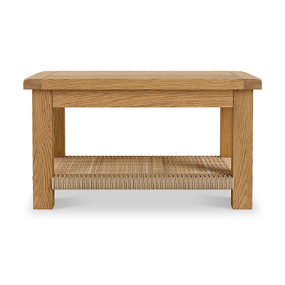 Zelah Oak Coffee Table With Woven Shelf