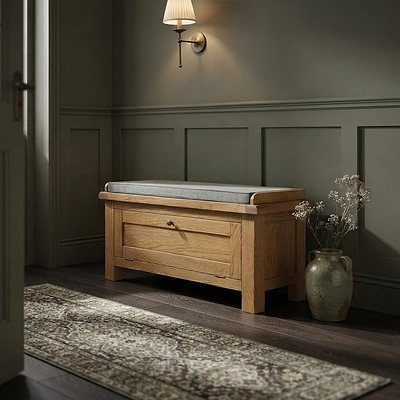 Zelah Oak Storage Bench