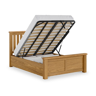 Zelah Oak Ottoman Storage Bed Frame