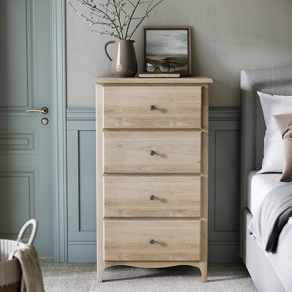 Celine Washed Oak XL 4 Drawer Tallboy Chest