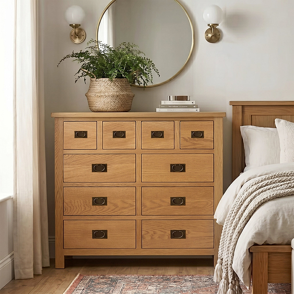 Surrey Oak 4 Over 6 Chest Of Drawers