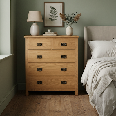 Surrey Oak XL 2 Over 3 Chest Of Drawers
