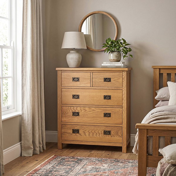 Surrey Oak XL 2 Over 3 Chest Of Drawers