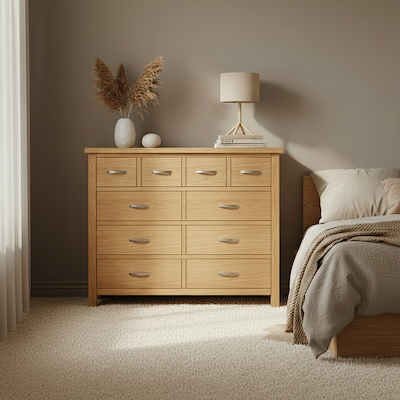 London Oak 4 Over 6 Chest Of Drawers