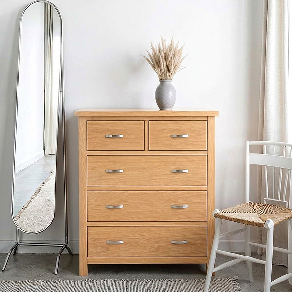 London Oak XL 2 Over 3 Chest Of Drawers