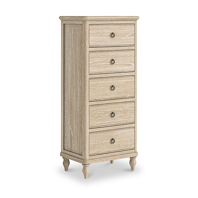 Rutland Oak 5 Drawer Tallboy Chest
