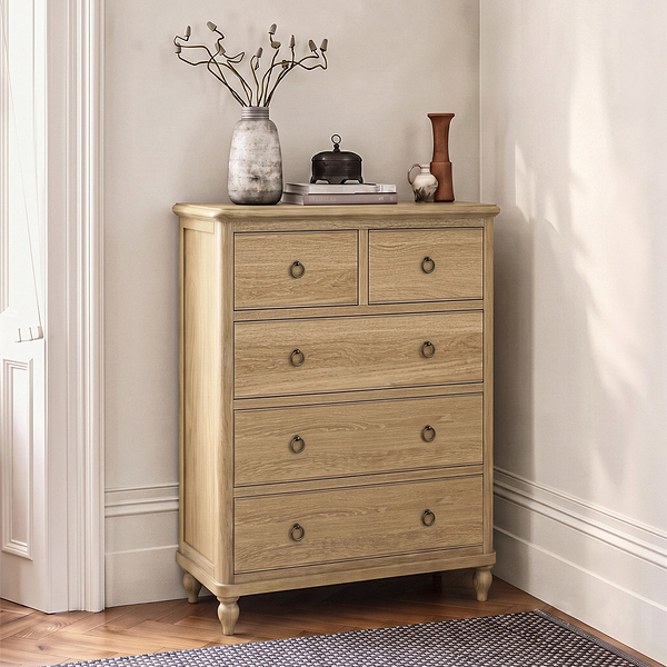 Rutland Oak 2 Over 3 Drawer Chest