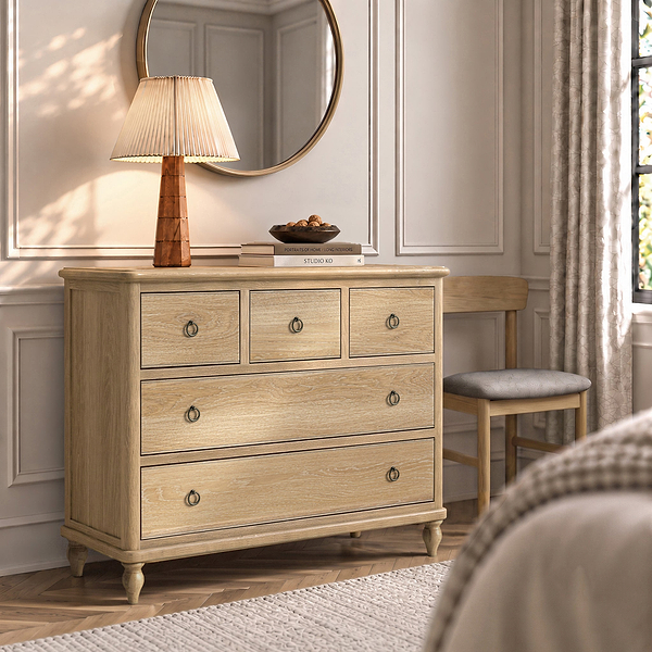 Rutland Oak 3 Over 2 Drawer Chest