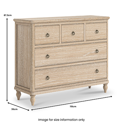 Rutland Oak 3 Over 2 Drawer Chest
