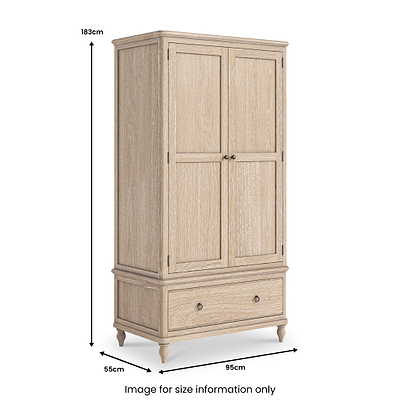 Rutland Oak Double Wardrobe With Drawer