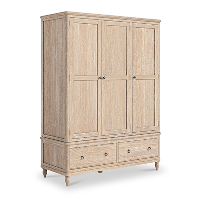 Rutland Oak Triple Wardrobe With 2 Drawers