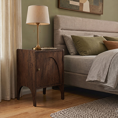 Selby Dark Stain Mango Bedside Table with Door
