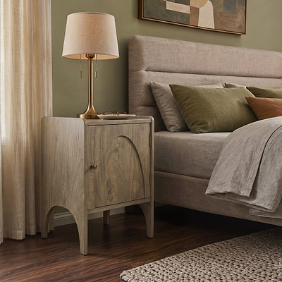 Selby Light Stain Mango Bedside Table with Door