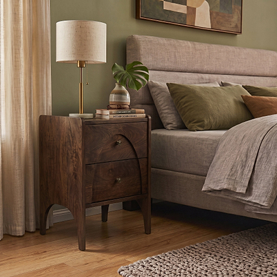 Como Dark Stain Mango Bedside Table