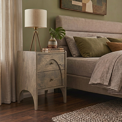 Como Light Stain Mango Bedside Table