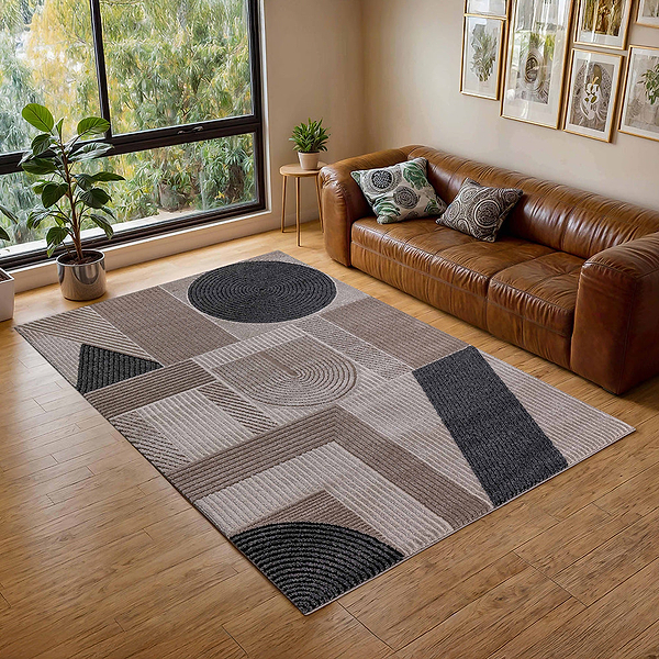 Quimby Textured Geometric Design Rug