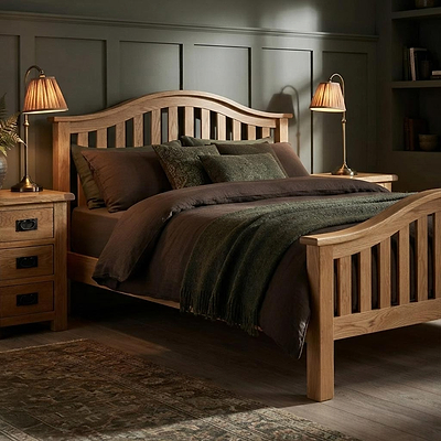 Zelah Oak Curved Slatted Bed Frame