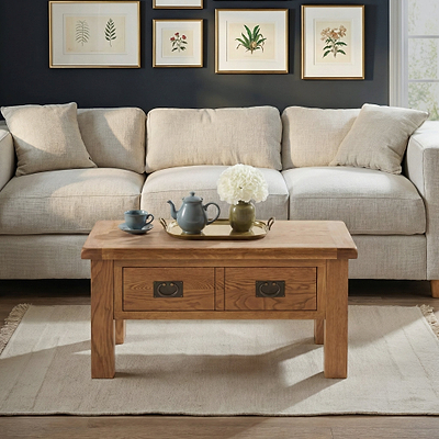 Zelah Oak Coffee Table with Drawer