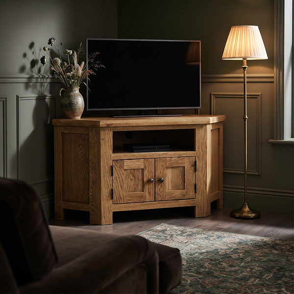 Zelah Oak Corner TV Stand