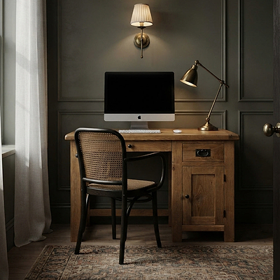 Zelah Oak Small Computer Desk