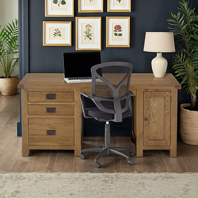 Zelah Oak Large Computer Desk