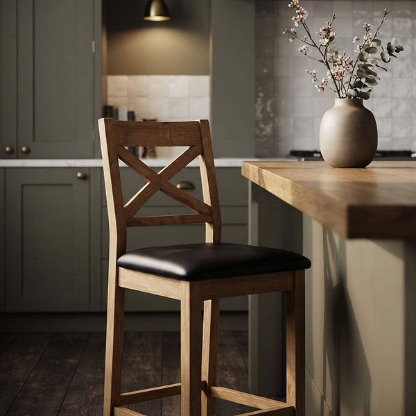 Zelah Oak Cross Back Bar Stool