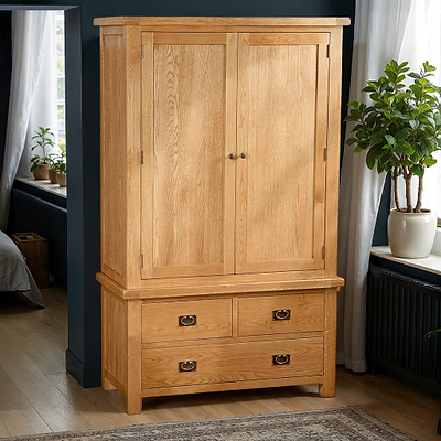 Zelah Oak 3 Drawer Wardrobe