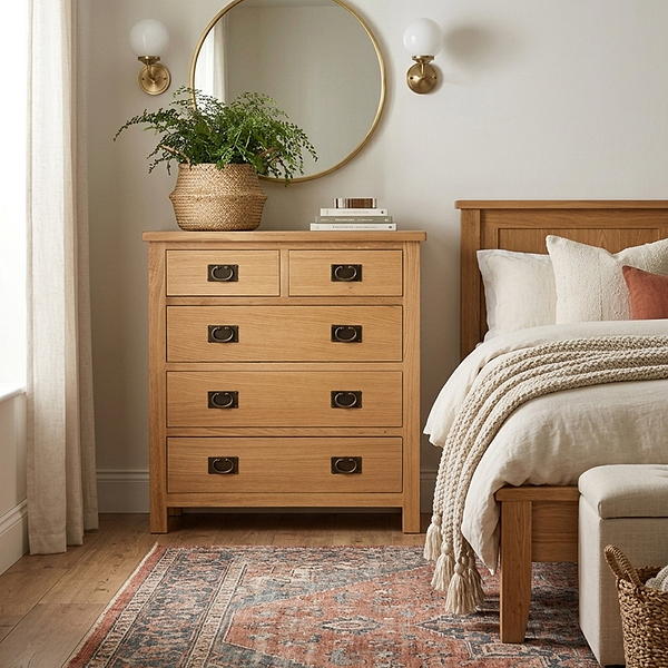 Surrey Oak 2 Over 3 Drawer Chest