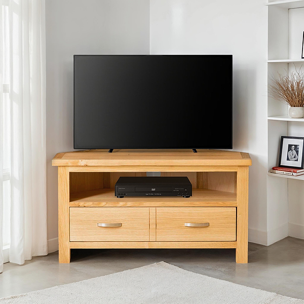 London Oak Corner TV Stand