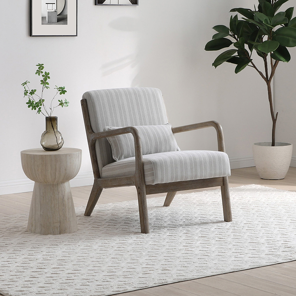 Avery Whitewashed Frame Chenille Stripe Chair